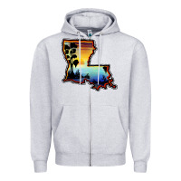Louisiana  Sunset Map Zipper Hoodie | Teevron