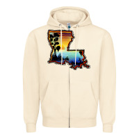 Sandshell louisiana  sunset map Zipper Hoodie - BarkalooDesign