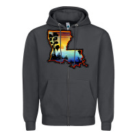 Smoke louisiana  sunset map Zipper Hoodie - BarkalooDesign