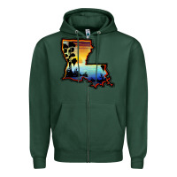 Sports Green louisiana  sunset map Zipper Hoodie - BarkalooDesign