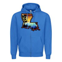 True Royal louisiana  sunset map Zipper Hoodie - BarkalooDesign