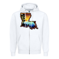 White louisiana  sunset map Zipper Hoodie - BarkalooDesign