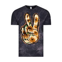 Cloud Black Floral Gold Peace Sign Vintage Tee - Jasminsmagicworld