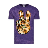 Cloud Purple Floral Gold Peace Sign Vintage Tee - Jasminsmagicworld