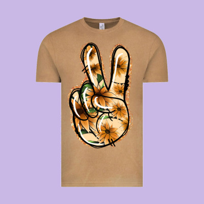 Floral Gold Peace Sign Vintage Tee Designed By Jasminsmagicworld