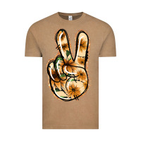 Vintage Coffee Floral Gold Peace Sign Vintage Tee - Jasminsmagicworld