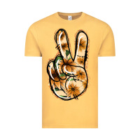 Vintage Mustard Floral Gold Peace Sign Vintage Tee - Jasminsmagicworld