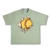 Oil Green softball Urban Heavy Tee - MaliasSmallBusiness