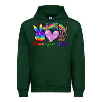 Forest Green Peace love rock Urban Hoodie - FaDigitalArtStudio