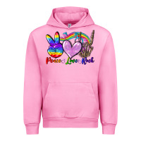 Fuchsia Pink Peace love rock Urban Hoodie - FaDigitalArtStudio