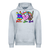 Heather Grey Peace love rock Urban Hoodie - FaDigitalArtStudio