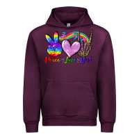 Mauve Wine Peace love rock Urban Hoodie - FaDigitalArtStudio