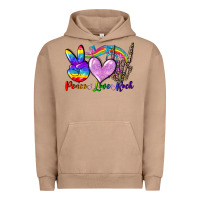 Pigment Burro Peace love rock Urban Hoodie - FaDigitalArtStudio
