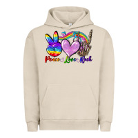 Pigment French Oak Peace love rock Urban Hoodie - FaDigitalArtStudio