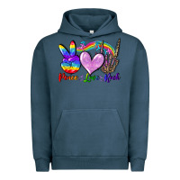 Pigment Midnight Navy Peace love rock Urban Hoodie - FaDigitalArtStudio