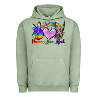 Pigment Oil Green Peace love rock Urban Hoodie - FaDigitalArtStudio