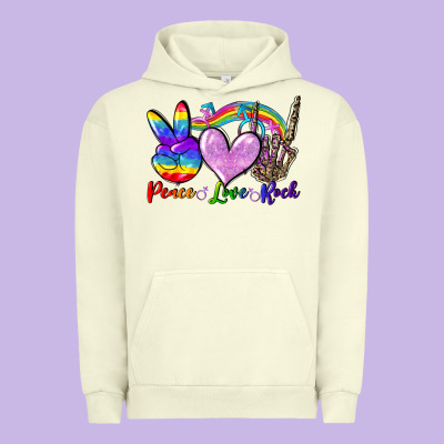 Peace Love Rock Urban Hoodie Designed By Fadigitalartstudio