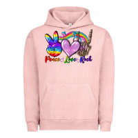 Pigment Salmon Peace love rock Urban Hoodie - FaDigitalArtStudio