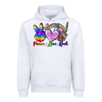 White Peace love rock Urban Hoodie - FaDigitalArtStudio