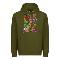 Army Green Mardi Gras love Premium Hoodie - HowdyJamesFarm
