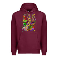 Burgundy Mardi Gras love Premium Hoodie - HowdyJamesFarm