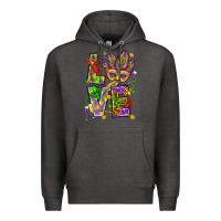 Charcoal Heather Mardi Gras love Premium Hoodie - HowdyJamesFarm