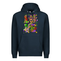Navy Mardi Gras love Premium Hoodie - HowdyJamesFarm