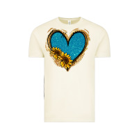 Gold Glitter Sunflower Blue Heart Vintage Tee | Teevron
