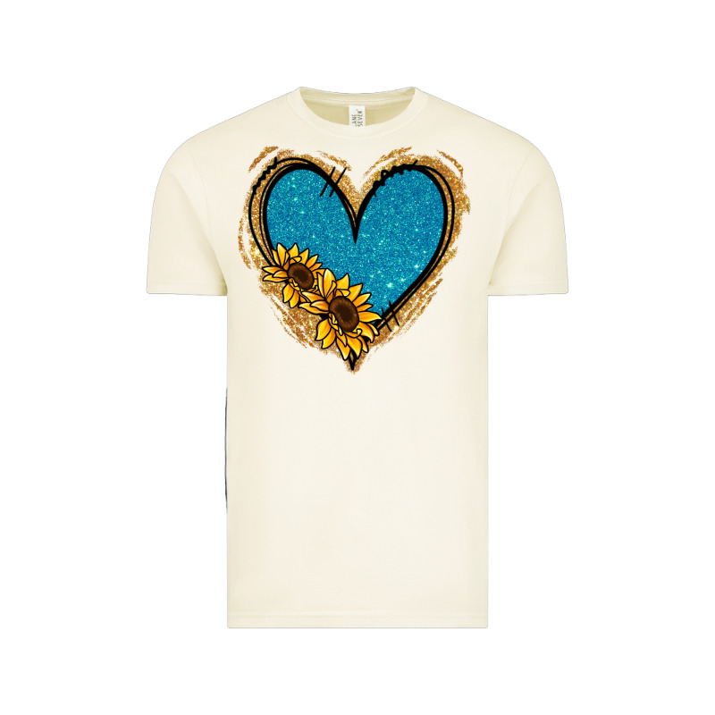 Gold Glitter Sunflower Blue Heart Vintage Tee by Jasminsmagicworld | Teevron