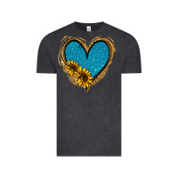 Vintage Black Gold Glitter Sunflower Blue Heart Vintage Tee - Jasminsmagicworld