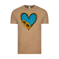 Vintage Coffee Gold Glitter Sunflower Blue Heart Vintage Tee - Jasminsmagicworld