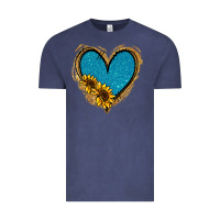 Vintage Denim Gold Glitter Sunflower Blue Heart Vintage Tee - Jasminsmagicworld