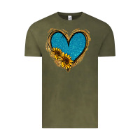 Vintage Olive Gold Glitter Sunflower Blue Heart Vintage Tee - Jasminsmagicworld