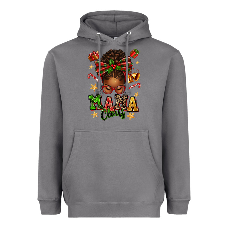 Mama Claus Afro Messy Bun Heavyweight Hoodie by texasbilliewilder | Teevron