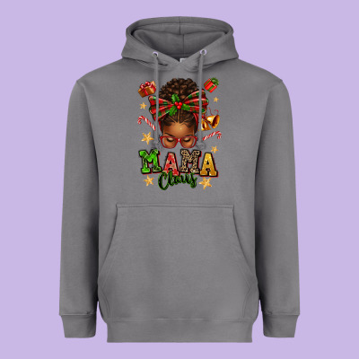 Mama Claus Afro Messy Bun Heavyweight Hoodie Designed By Texasbilliewilder