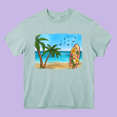 Beach Background Heavy Core Tee Designed By Hra Design Shop