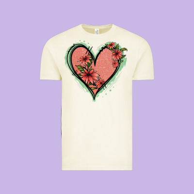 Pink Glitter Floral Heart Vintage Tee Designed By Jasminsmagicworld
