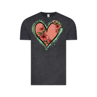 Vintage Black Pink Glitter Floral Heart Vintage Tee - Jasminsmagicworld
