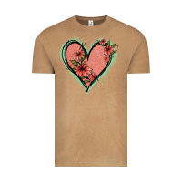 Vintage Camel Pink Glitter Floral Heart Vintage Tee - Jasminsmagicworld