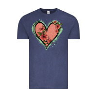 Vintage Denim Pink Glitter Floral Heart Vintage Tee - Jasminsmagicworld