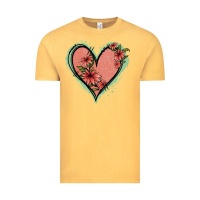 Vintage Mustard Pink Glitter Floral Heart Vintage Tee - Jasminsmagicworld