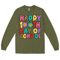 Army Green happy 100 th day of school Long Sleeve Tee - MaliasSmallBusiness