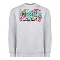 Heather Grey nursing in my heart Heavyweight Sweatshirt - MaliasSmallBusiness