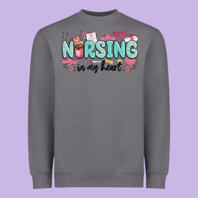 Nursing In My Heart Heavyweight Sweatshirt Designed By Maliassmallbusiness