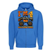 True Royal i'm four this is how i roll monster truck birthday Zipper Hoodie - Jasminsmagicworld