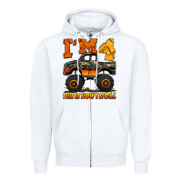 White i'm four this is how i roll monster truck birthday Zipper Hoodie - Jasminsmagicworld