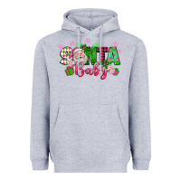 Heather Grey santa baby pink christmas Heavyweight Hoodie - texasbilliewilder