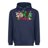 Navy santa baby pink christmas Heavyweight Hoodie - texasbilliewilder
