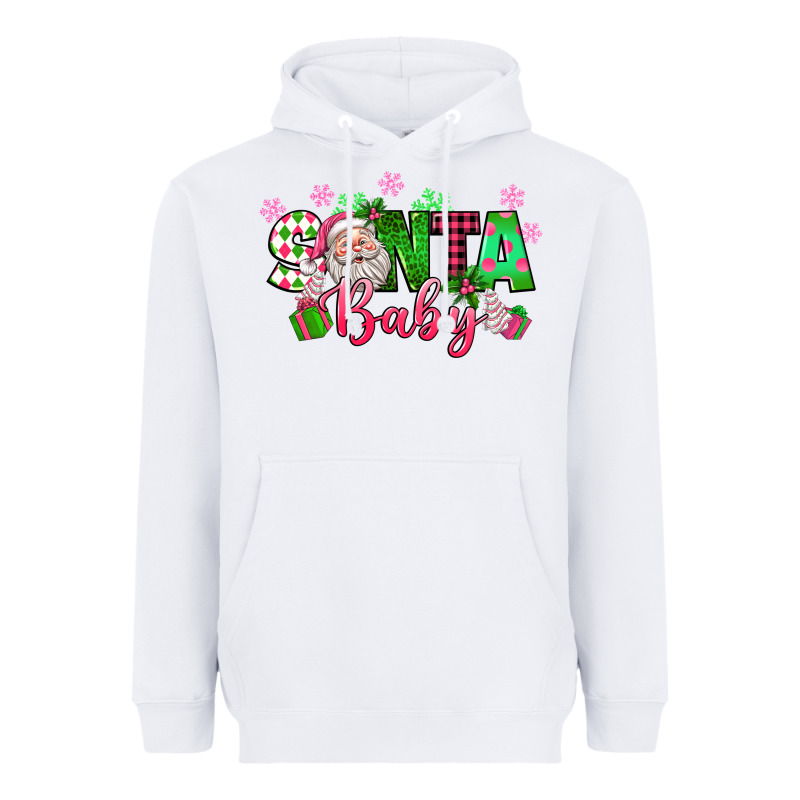 Santa Baby Pink Christmas Heavyweight Hoodie by texasbilliewilder | Teevron