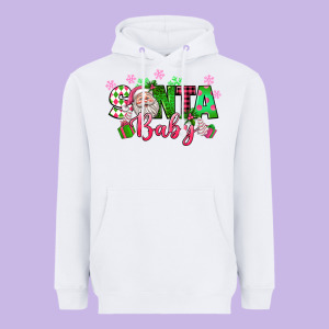 Santa Baby Pink Christmas Heavyweight Hoodie Designed By Texasbilliewilder